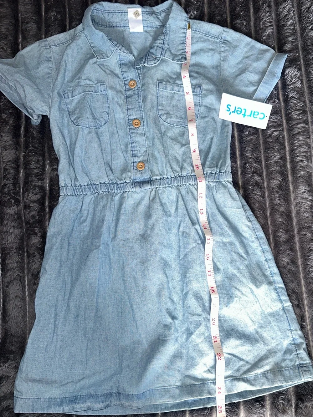 Carter's girls Light Blue Denim Shirt Dress with Button Front